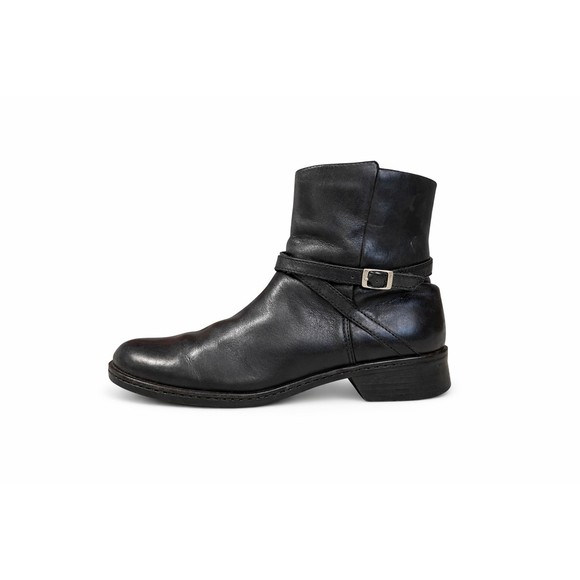 Clarks Shoes - Clarks Women's Black Leather Harness Ankle Boots Silver Buckle Strap Sz 8